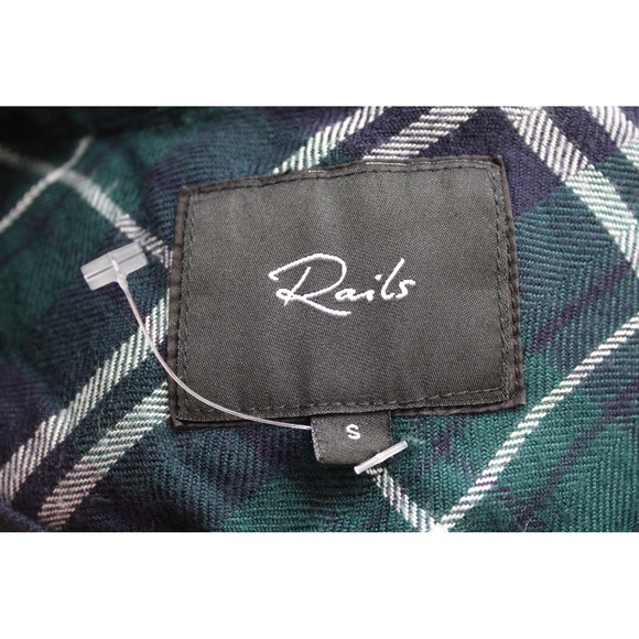 Rails S Green Bianca Plaid Flannel Shirt Dress Long Sleeve Button Up - Picture 6 of 7